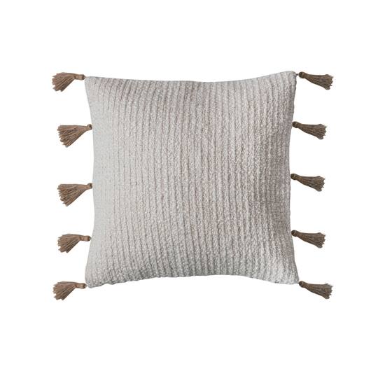 Hello Honey® 18" Natural Cotton & Linen Blend Pillow with Jute Tassels